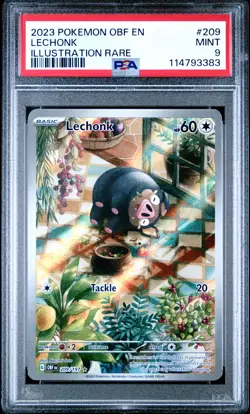2023 POKEMON OBF EN-OBSIDIAN FLAMES ILLUSTRATION RARE #209 LECHONK PSA 9 - Image 1