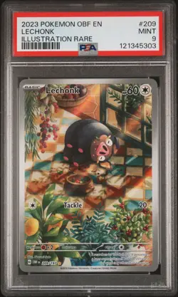 2023 POKEMON OBF EN-OBSIDIAN FLAMES ILLUSTRATION RARE #209 LECHONK PSA 9 - Image 1
