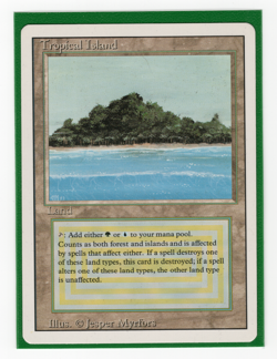 RARE Tropical Island Dual Land Card, LP Magic Gathering 3ED Revised Edition MTG - Image 1