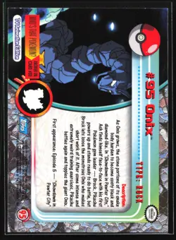 Pokemon Onix #95 Topps TV Animation Series 1 Blue Logo - Image 2