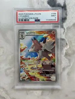 2025 POKEMON JTG EN-JOURNEY TOGETHER ILLUSTRATION RARE #166 LYCANROC PSA 9 - Image 1