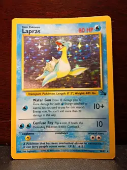 Pokemon Fossil Lapras Holo Rare 10/62 - Image 1