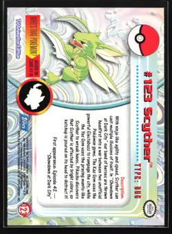 Pokemon Scyther #123 Topps TV Animation Series 2 Blue Logo - Image 2