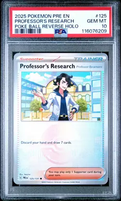 2025 POKEMON PRE EN-PRISMATIC EVOLUTIONS #125 PROFESSOR'S RESEARCH PSA 10 - Image 1