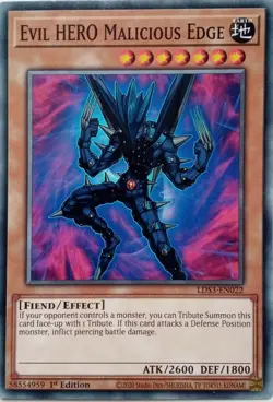 LDS3-EN022 EVIL HERO MALICIOUS EDGE COMMON 1ST EDITION YuGiOh CARD - Image 1