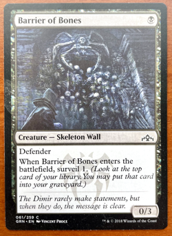 Barrier of Bones Skeleton Wall MTG Common Magic Card 2018 WOTC - Image 1