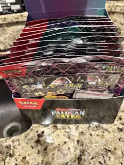 Pokemon TCG Paldean Fates Tech Sticker Collection Display - 12 Blisters 36 Packs - Image 1