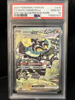 2024 POKEMON TWM EN-TWILIGHT MASQUERADE #215 CORNERSTONE MASK OGERPON EX PSA 10 - Image 1