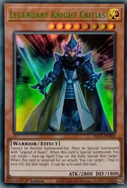 DLCS-EN002 LEGENDARY KNIGHT CRITIAS GREEN ULTRA RARE 1ST EDITION YuGiOh CARD - Image 1
