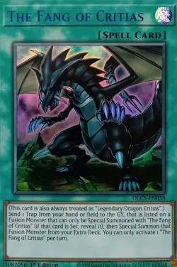 DLCS-EN058 THE FANG OF CRITIAS BLUE ULTRA RARE 1ST EDITION YuGiOh CARD - Image 1
