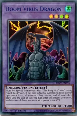 DLCS-EN055 DOOM VIRUS DRAGON BLUE ULTRA RARE 1ST EDITION YuGiOh CARD - Image 1