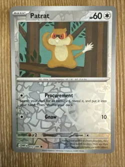 Patrat 072/086 Pokemon Common Reverse Holo SV: White Flare Card NM - Image 1