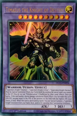 DLCS-EN054 TIMAEUS THE KNIGHT OF DESTINY ULTRA RARE 1ST EDITION YuGiOh CARD - Image 1