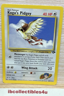 Koga's Pidgey 49/132 Uncommon Gym Challenge Pokemon Card Tcg Wotc Vintage NM - Image 1