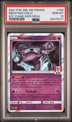 2021 POKEMON INDONESIAN SM KFC CHAKI MEWTWO HOLO PROMO PSA 10 #184/SM-P - Image 1