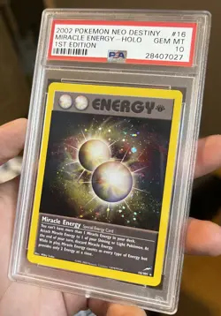 2002 POKEMON NEO DESTINY MIRACLE ENERGY HOLO PSA 10 #16 - Image 1