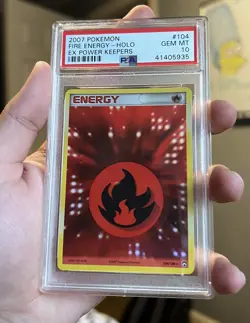 2007 POKEMON POWER KEEPERS FIRE ENERGY HOLO FOIL PSA 10 #104 - Image 1