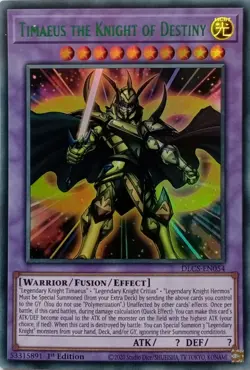 DLCS-EN054 TIMAEUS THE KNIGHT OF DESTINY GREEN ULTRA RARE 1ST EDITIO YuGiOh CARD - Image 1