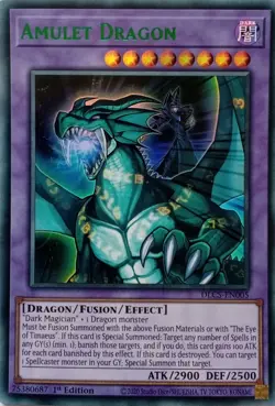 DLCS-EN005 AMULET DRAGON GREEN ULTRA RARE 1ST EDITION YuGiOh CARD - Image 1