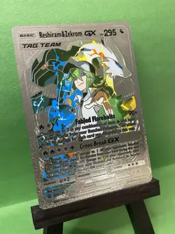 FAN ART! Reshiram & Zekrom GX Tag Team Silver Foil Pokemon Card - Image 1
