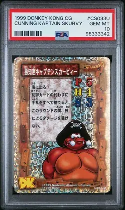 1999 DONKEY KONG CARD GAME #CS033U CUNNING KAPTAIN SKURVY PSA 10 POP 3 - Image 1