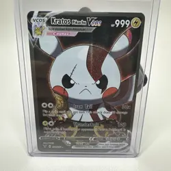 Pikachu Cosplay Kratos God Of War Pokemon Custom ACG Card Holo Foil Anime Cute - Image 1