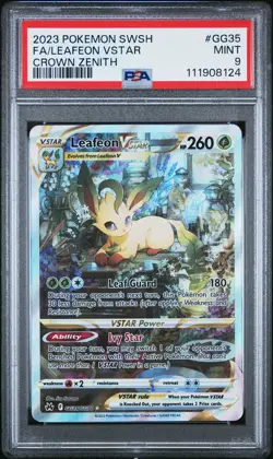 2023 POKEMON SWORD & SHIELD CROWN ZENITH #GG35 FULL ART/LEAFEON VSTAR PSA 9 - Image 1