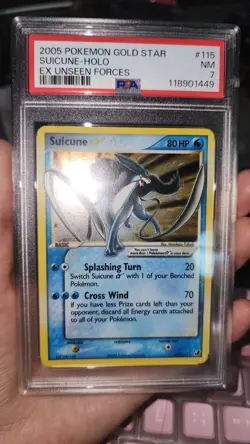Pokemon 2005 EX Unseen Forces Gold Star #115 Suicune Holo PSA 7 - Image 1