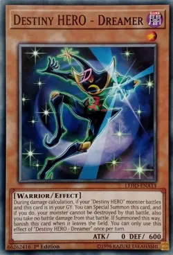 LEHD-ENA13 DESTINY HERO - DREAMER COMMON 1ST EDITION YuGiOh CARD - Image 1