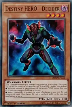 LEHD-ENA12 DESTINY HERO - DECIDER COMMON 1ST EDITION YuGiOh CARD - Image 1