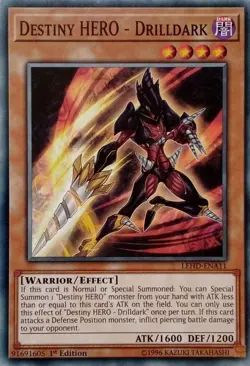 LEHD-ENA11 DESTINY HERO - DRILLDARK COMMON 1ST EDITION YuGiOh CARD - Image 1