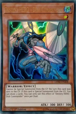 LEHD-ENA08 DESTINY HERO - DISK COMMANDER ULTRA RARE 1ST EDITION YuGiOh CARD - Image 1