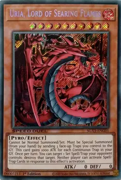 SGX3-ENG01 URIA, LORD OF SEARING FLAMES SECRET RARE 1ST EDITION YuGiOh CARD - Image 1