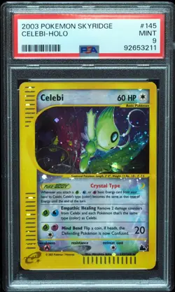 Crystal Celebi 145/144 PSA 9 Skyridge Pokemon Card w/ Swirl! - Image 1