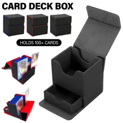 Card Deck Box Storage Holds 100+ Trading Game Card Case Magnetic PU Leather - Image 1