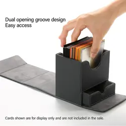 Card Deck Box Storage Holds 100+ Trading Game Card Case Magnetic PU Leather - Image 3