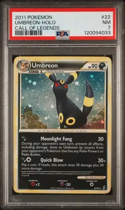 2011 POKEMON CALL OF LEGENDS UMBREON #22 HOLO PSA 7 NM - Image 1