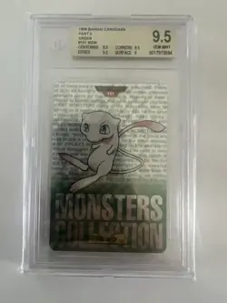 1996 Pokemon Mew Bandai Carddass Monsters Collection Part 2 Green PSA 10 U - Image 1