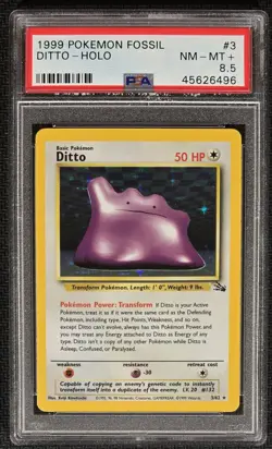 PSA 8.5 Ditto 3/62 WOTC Fossil Holo Pokemon 1999 NM-MT+ - Image 1