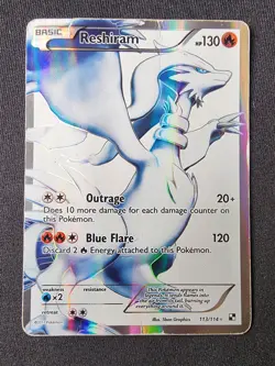 Pokemon 2011 Black & White Base Reshiram #113/114 Full Art Ultra Rare - Image 1