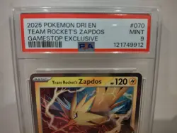 2025 POKEMON DESTINED RIVALS GAMESTOP EXCLUSIVE #070 TEAM ROCKET'S ZAPDOS PSA 9 - Image 2