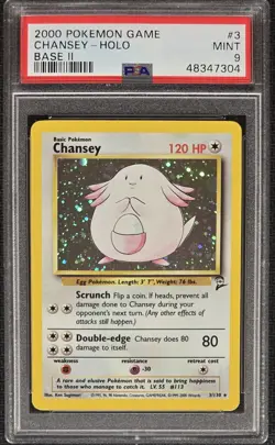 PSA 9 Chansey 3/130 WOTC Base Set 2 Pokemon Game Holo 2000 MINT - Image 1