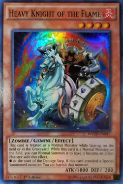 Yugioh 2015 Heavy Knight Of The Flame SR 1st Ed. WSUP-EN047 Near Mint - Image 1