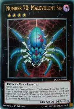 DUSA-EN014 NUMBER 70: MALEVOLENT SIN ULTRA RARE 1ST EDITION YuGiOh CARD - Image 1