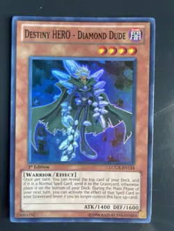 Yugioh! Destiny HERO - Diamond Dude LCGX-EN124 Super Rare LP - Image 1