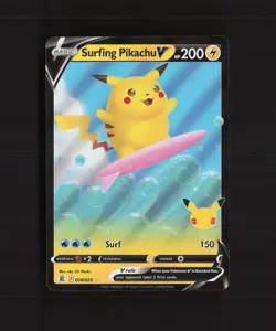 Surfing Pikachu V 008/025 Celebrations Ultra Rare Holo Pokemon Card NM - Image 1