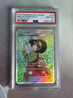 Pokemon PSA 10 Erika's Hospitality 174/181 Sun & Moon Team Up Full Art Mint - Image 1