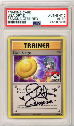 PSA Signed Lisa Ortiz Gym Badge XY208 Pokemon Promo XY League Promo Holo - Image 1