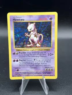 Pokemon Mewtwo Holo Rare Base Set Shadowless 10/102 WOTC Vintage HP/MP YR1 - Image 1