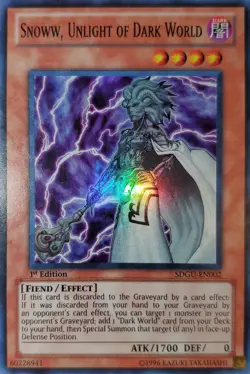 Yugioh 2011 Snoww, Unlight Of Dark World SR 1st Ed. SDGU-EN002 Near Mint - Image 1